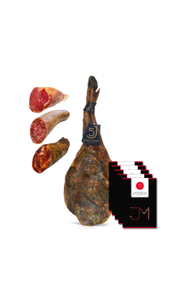 Lote Paleta 5 Jotas 4-5-5 kg Loncheada + 1/2 lomo de bellota 100% ibérico + 1/2 chorizo bellota+ 1/2 salchichon bellota